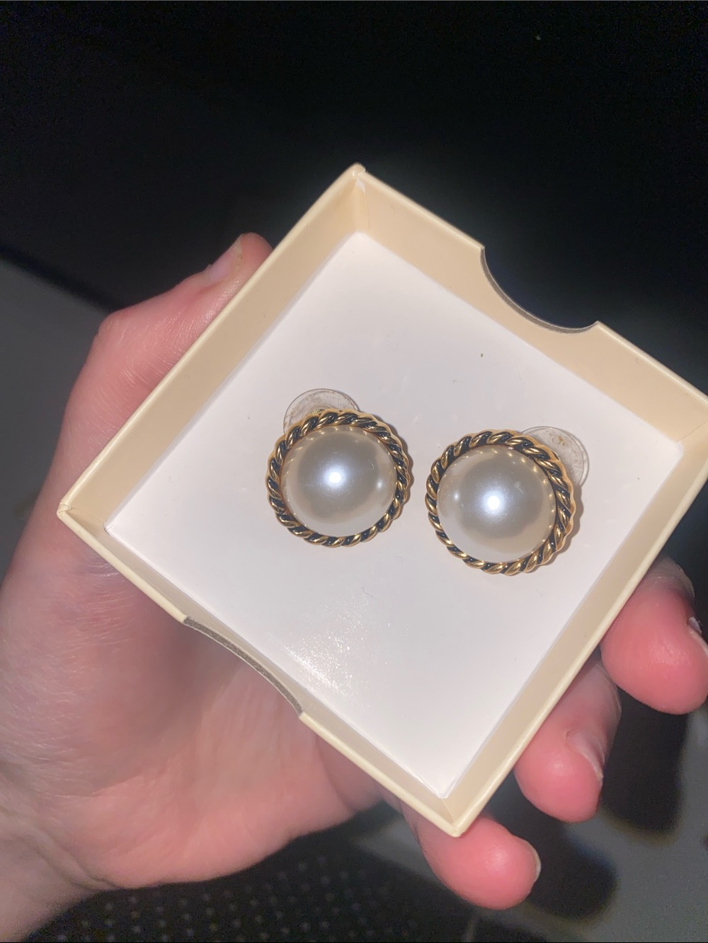 Classic Pearl Button Earrings in Gold-Tone
